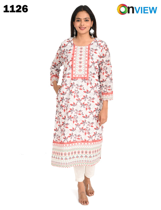 ONVIEW | 1126 | COTTON CHIKANKARI WORK WITH DIGITAL PRINTED