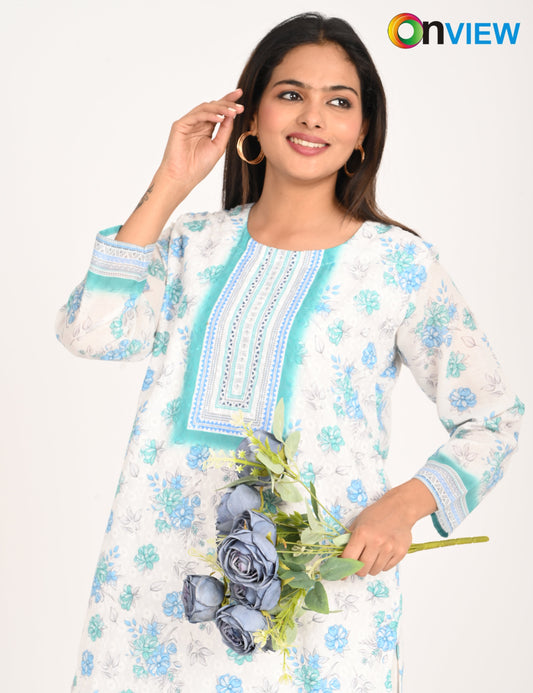 ONVIEW | 548 | COTTON CHIKANKARI WORK WITH DIGITAL PRINT