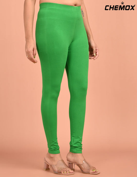 CHEMOX | 229 | Leaf Green Cotton Lycra Ankle Length Legging 180gsm