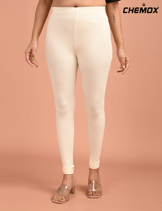 CHEMOX | 238 | Half White Cotton Lycra Ankle Length Legging 180gsm
