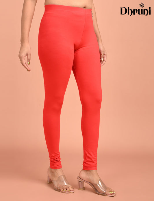 DHRUNI | 125 | Red Cotton Lycra Ankle Length Legging 220gsm