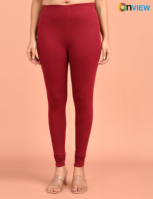 ONVIEW | 002 | Maroon Cotton Lycra Ankle Length Legging 220gsm