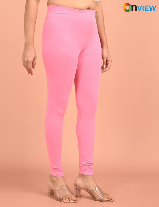 ONVIEW | 006 | Pink Cotton Lycra Ankle Length Legging 220gsm