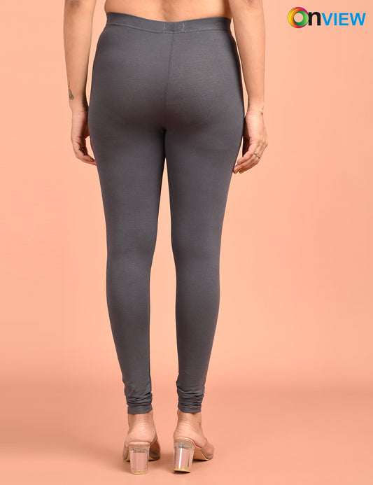 ONVIEW | 018 | E Grey Cotton Lycra Ankle Length Legging 220gsm