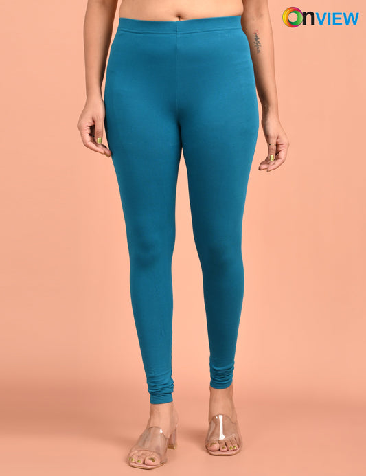 ONVIEW | 021 | Petrol Blue Cotton Lycra Ankle Length Legging 220gsm