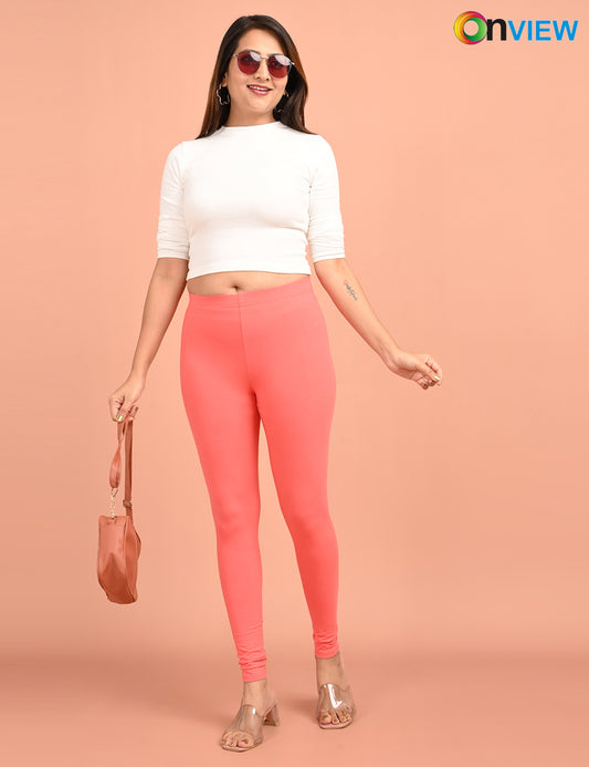ONVIEW | 031 | Lite Coral Cotton Lycra Ankle Length Legging 220gsm