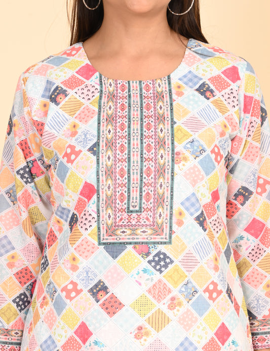 ONVIEW | 1329 | COTTON CHIKANKARI WORK WITH BORDER WITH DUPATTA