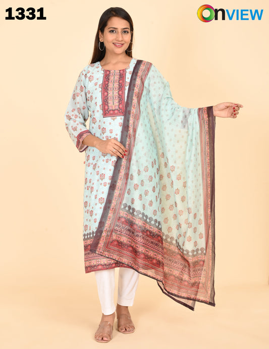 ONVIEW | 1331 | COTTON CHIKANKARI WORK WITH BORDER WITH DUPATTA