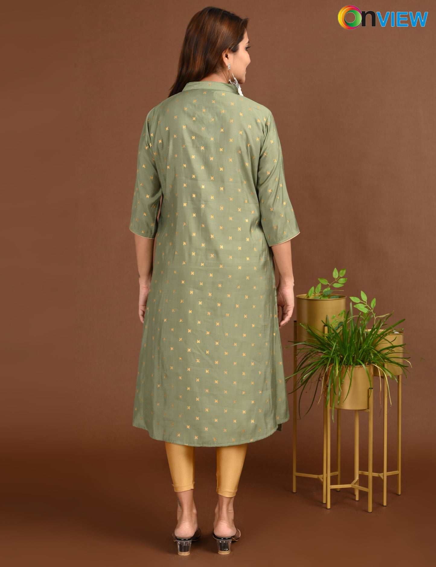 ONVIEW | 1676 | SILK A LINE SIDE OPEN WITH EMBROIDERY