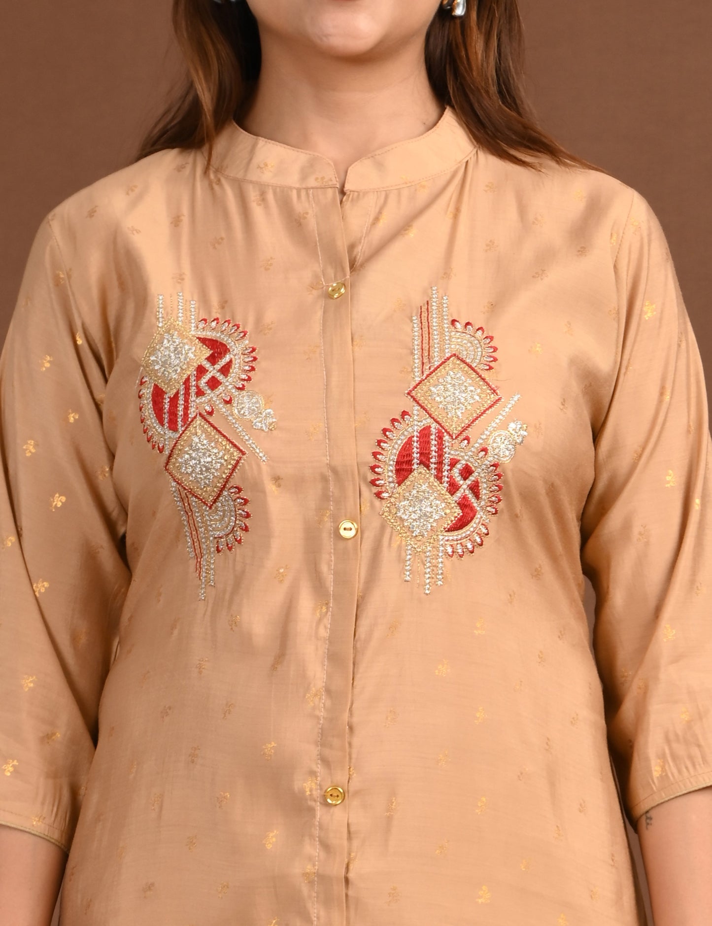 ONVIEW | 1678 | SILK A LINE SIDE OPEN WITH EMBROIDERY