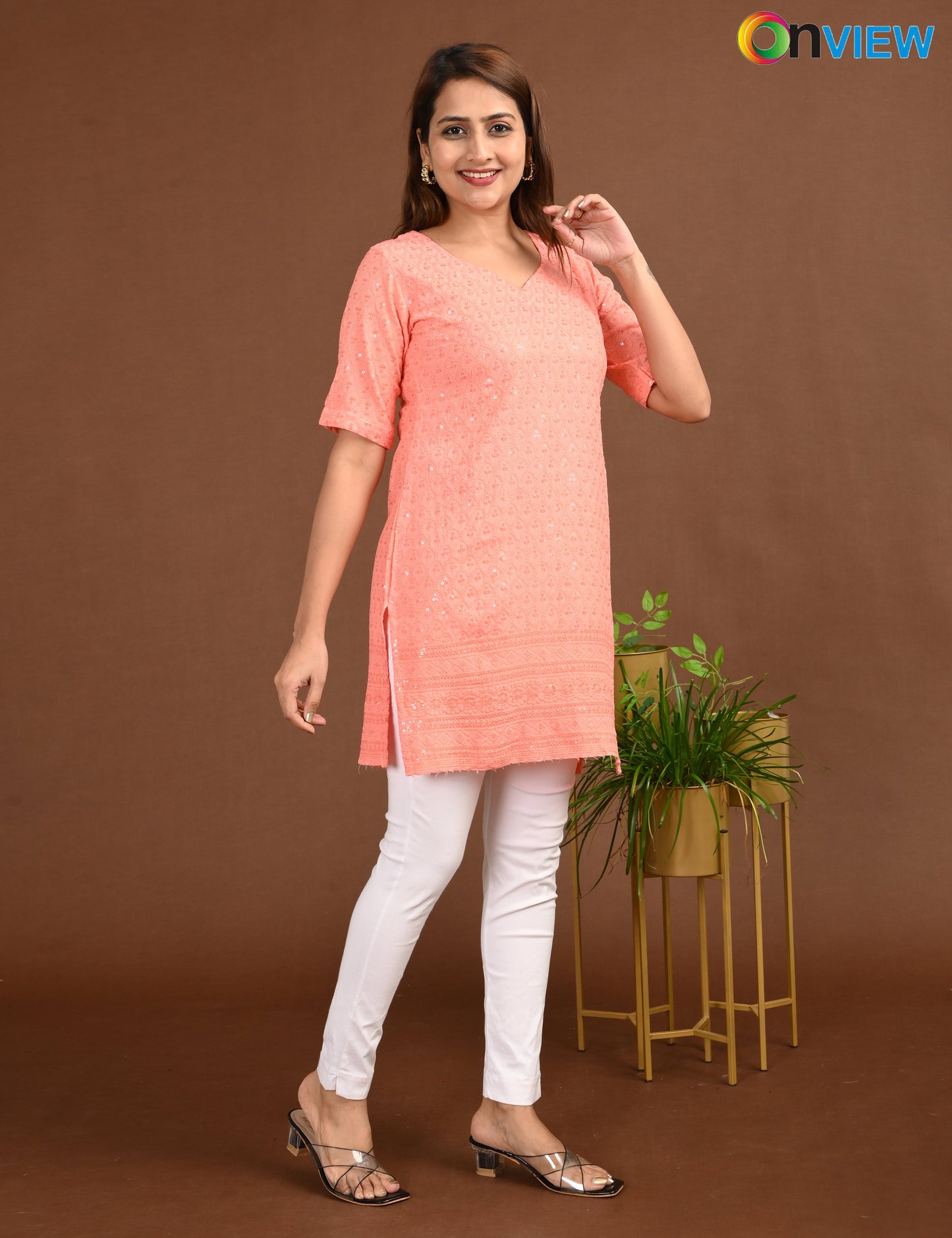 ONVIEW | 1720 | CHIKANKARI SHORT TOP