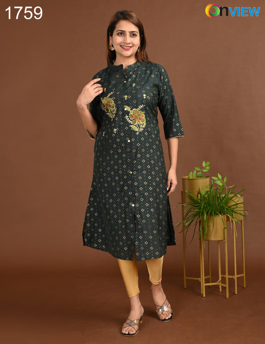 ONVIEW | 1759 | SILK A LINE SIDE OPEN WITH EMBROIDERY