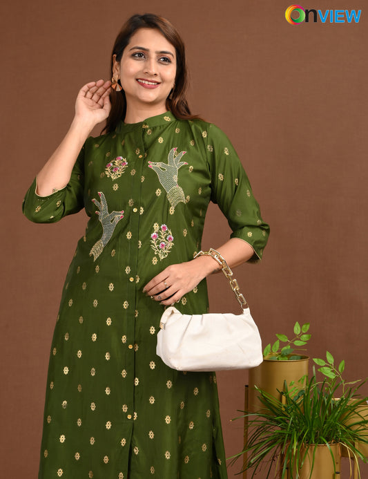 ONVIEW | 1760 | SILK A LINE SIDE OPEN WITH EMBROIDERY