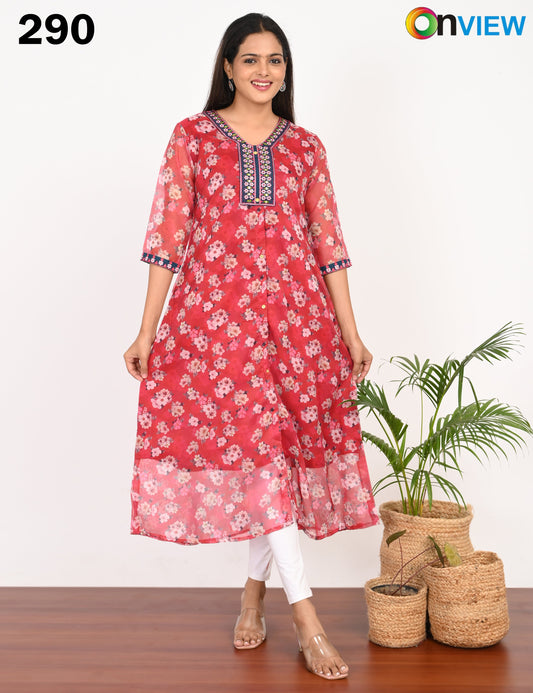 ONVIEW | 290 | A LINE ORGANZA EMBROIDARY UMBRELLA WITH LINING