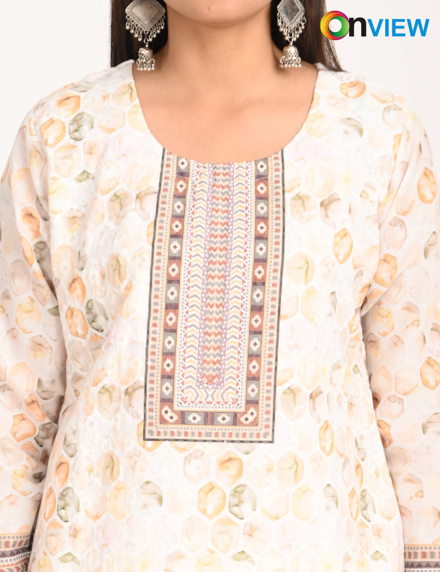 ONVIEW | 1129 |  COTTON CHIKANKARI WORK WITH DIGITAL PRINT