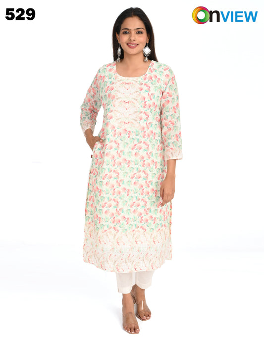 ONVIEW | 529 | COTTON CHIKANKARI WORK WITH DIGITAL PRINT