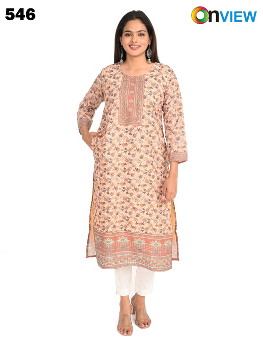 ONVIEW | 546 | COTTON  CHIKANKARI WORK WITH DIGITAL PRINT