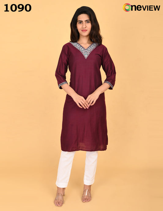 ONVIEW | 1090 | V NECK EMBROIDERY