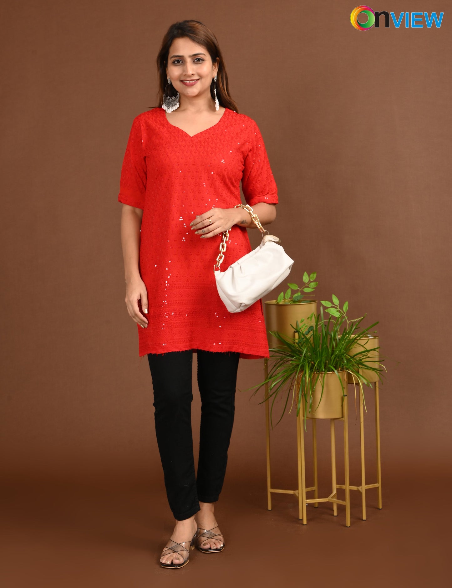 ONVIEW | 1665 | CHIKANKARI SHORT TOP