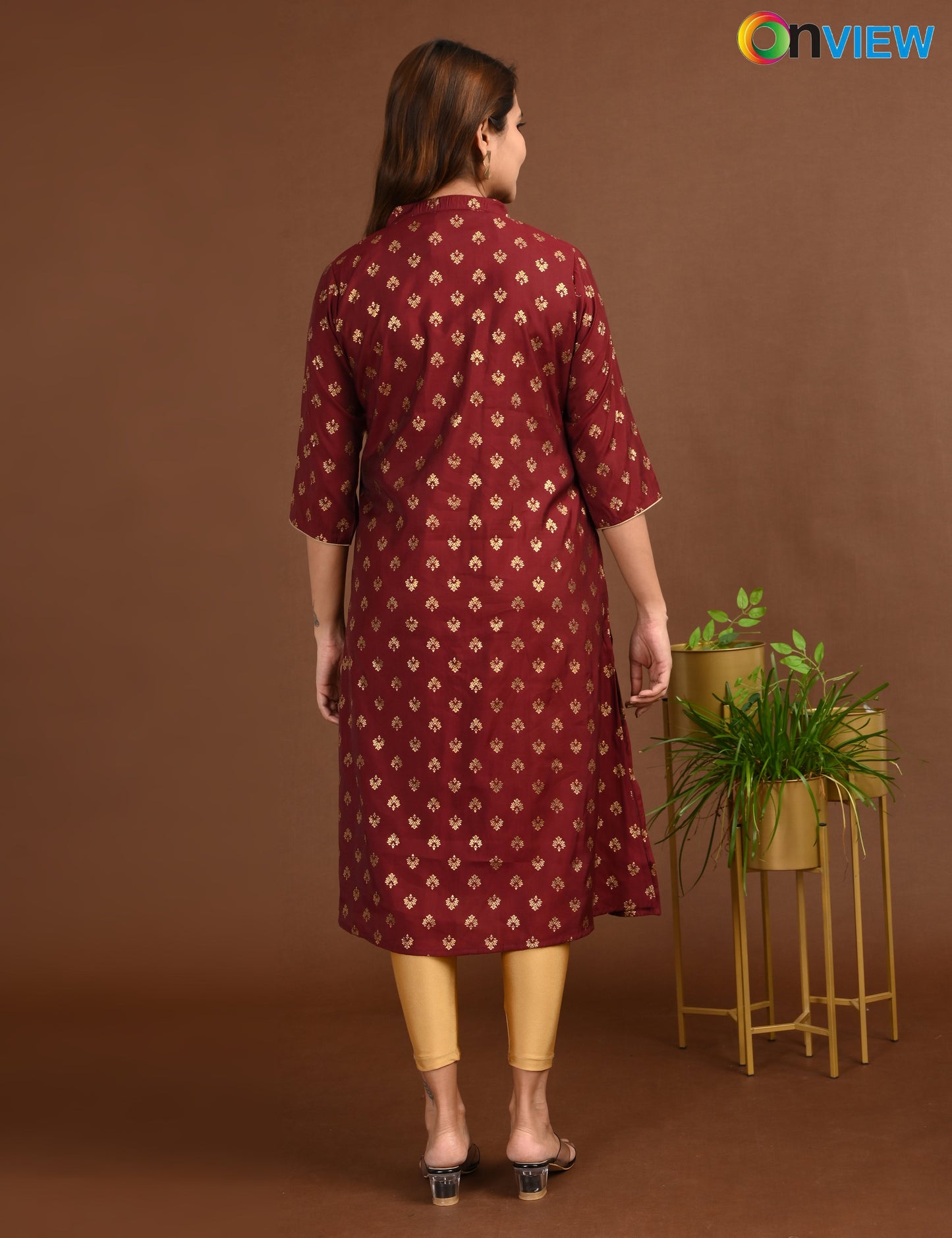 ONVIEW | 1674 | SILK A LINE SIDE OPEN WITH EMBROIDERY