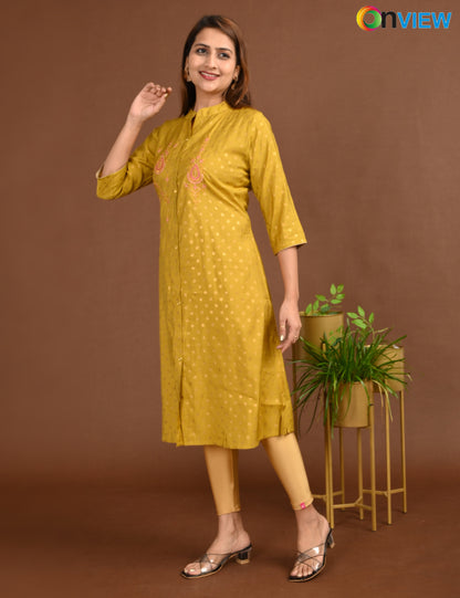 ONVIEW | 1675 | SILK A LINE SIDE OPEN WITH EMBROIDERY