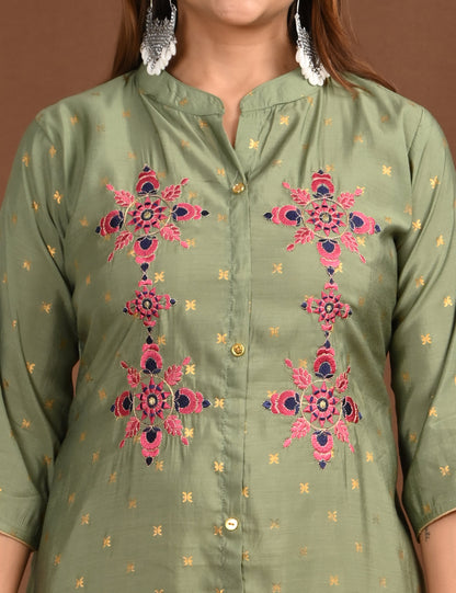 ONVIEW | 1676 | SILK A LINE SIDE OPEN WITH EMBROIDERY