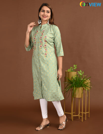 ONVIEW | 1677 | SILK A LINE SIDE OPEN WITH EMBROIDERY