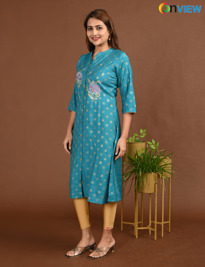 ONVIEW | 1679 | SILK A LINE SIDE OPEN WITH EMBROIDERY