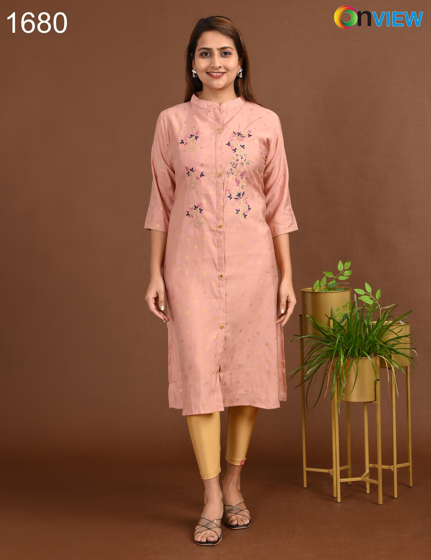 ONVIEW | 1680 | SILK A LINE SIDE OPEN WITH EMBROIDERY