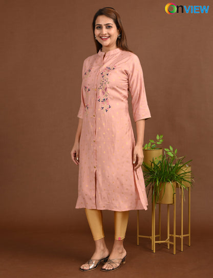 ONVIEW | 1680 | SILK A LINE SIDE OPEN WITH EMBROIDERY