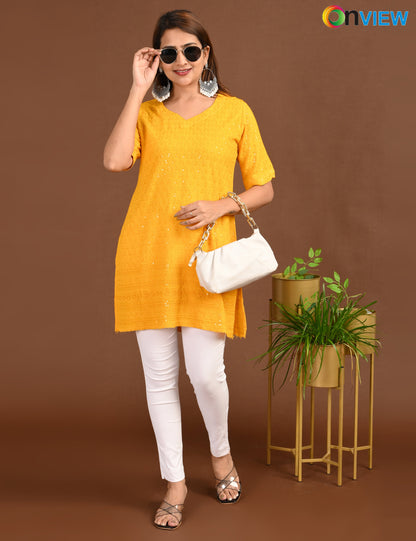 ONVIEW | 1719 | CHIKANKARI SHORT TOP