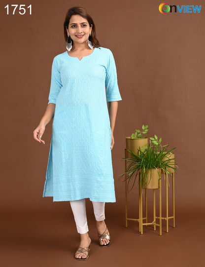 ONVIEW | 1751 | CHIKANKARI DESIGN NECK