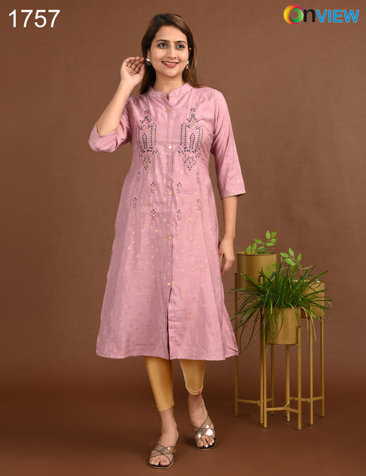 ONVIEW | 1757 | SILK A LINE SIDE OPEN WITH EMBROIDERY