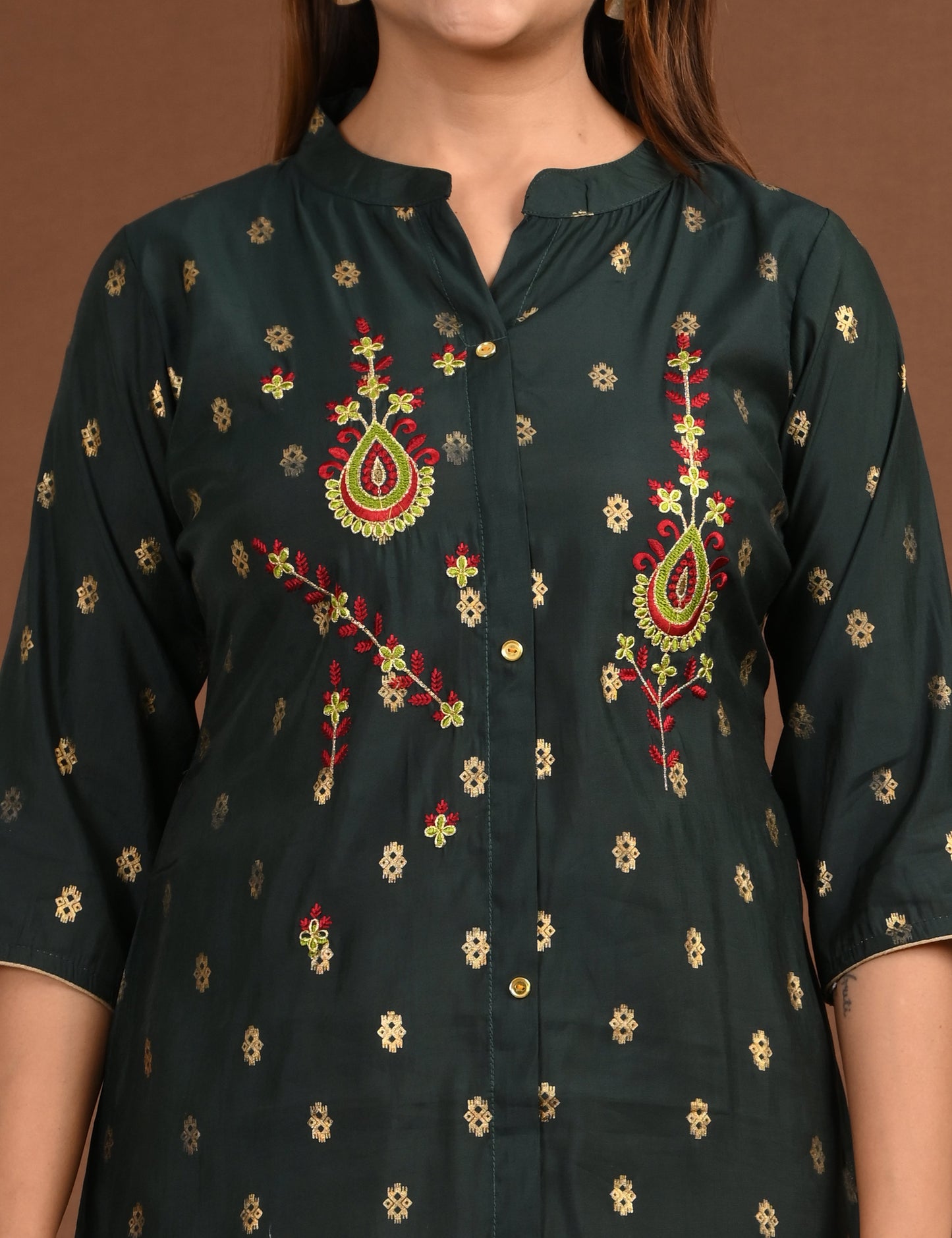 ONVIEW | 1758 | SILK A LINE SIDE OPEN WITH EMBROIDERY