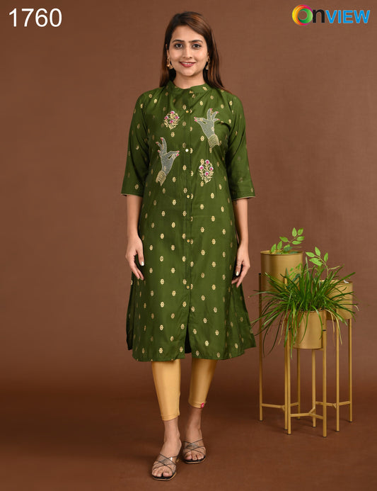 ONVIEW | 1760 | SILK A LINE SIDE OPEN WITH EMBROIDERY