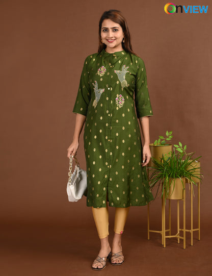 ONVIEW | 1760 | SILK A LINE SIDE OPEN WITH EMBROIDERY